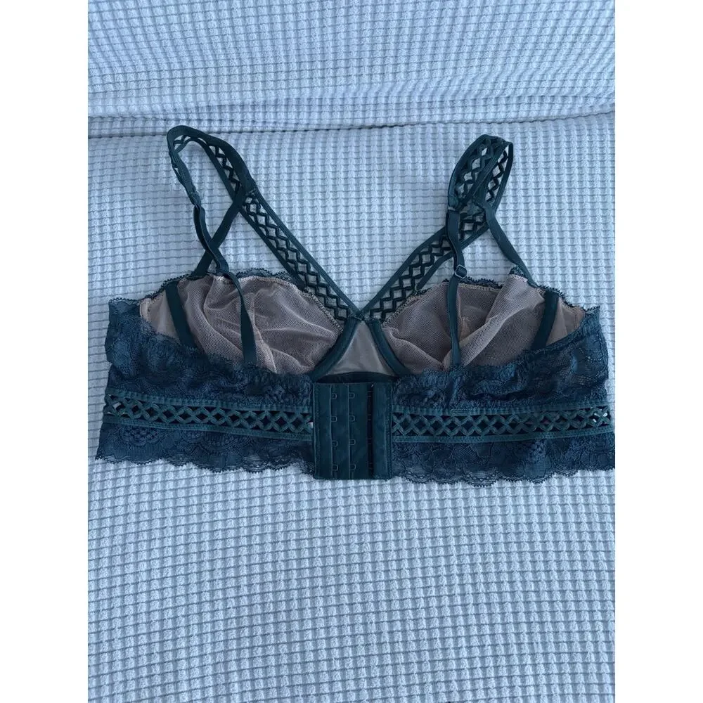 Dark Green Lace Cut Out Adore Me Bra 36B
